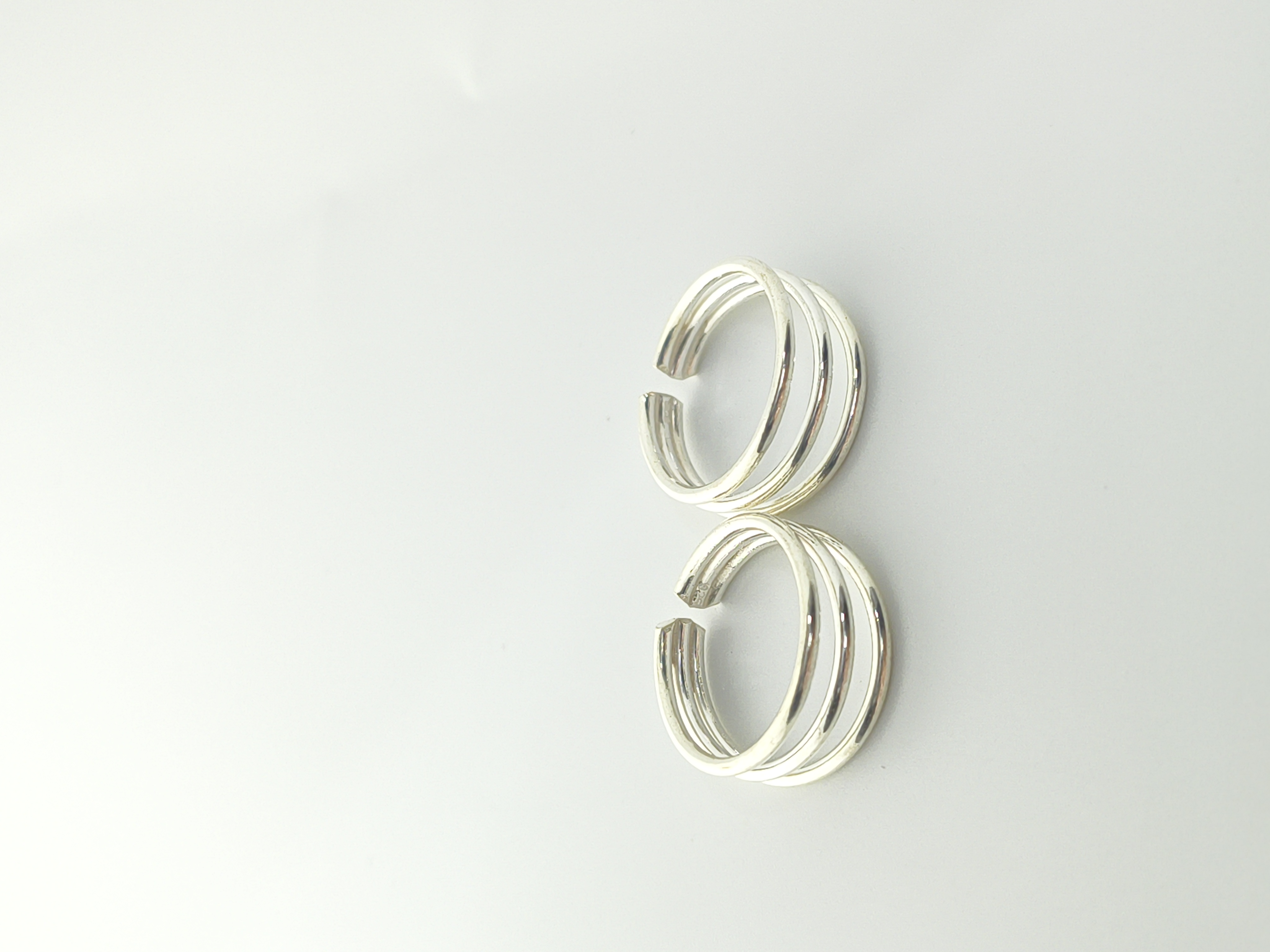 925 Sterling Silver Triple Band Open Toe Rings  - Hover view